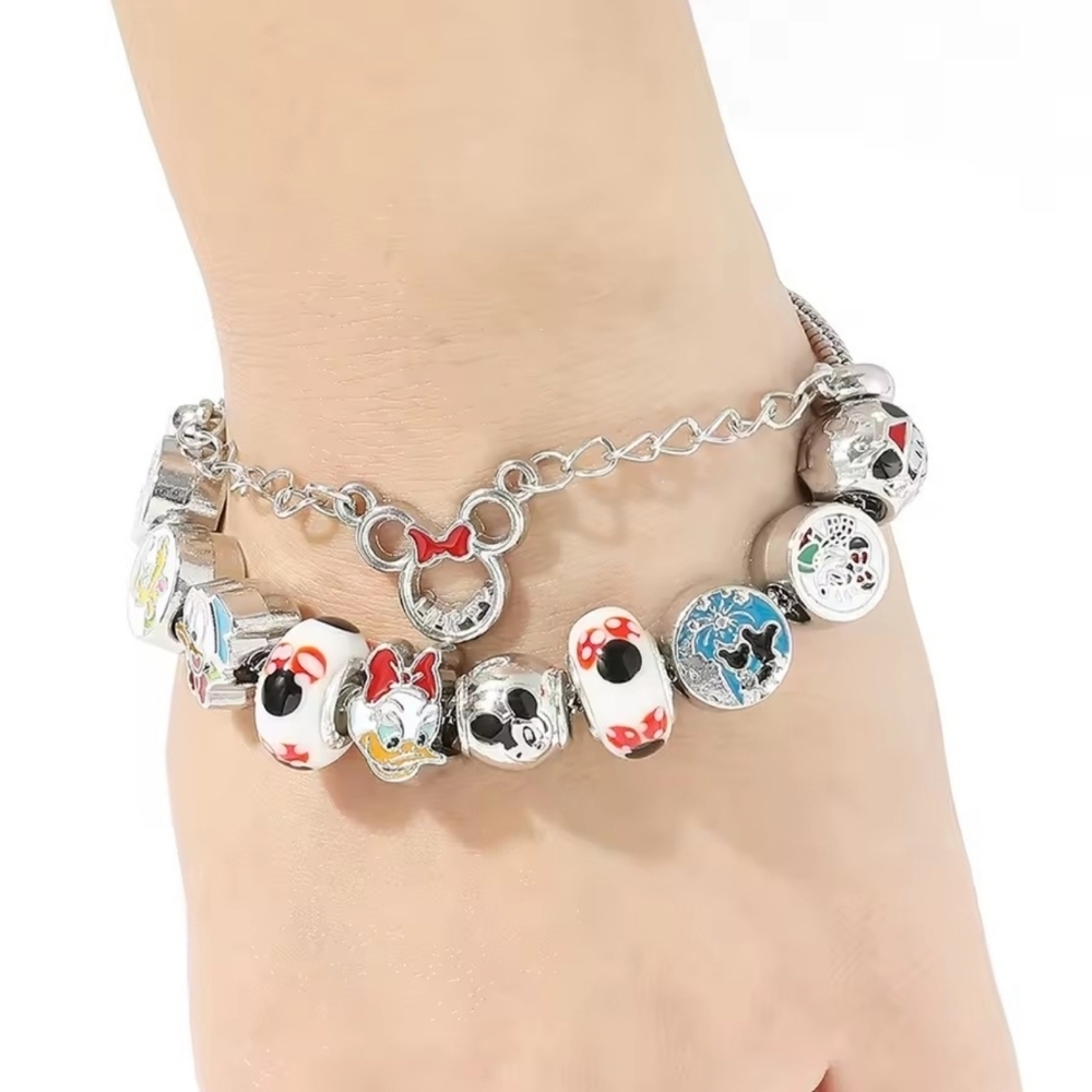 Disney Classic Friends Pandora Style Charm Bracelet Silver Tone - Picture 4 of 10